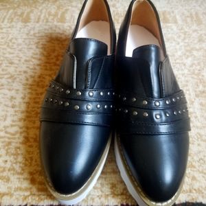 Olivia + Kate size 6 black With White Sole Women's Shoes.